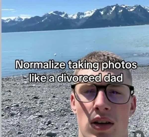 Selfie of a man mimicking the photo style of a divorced dad.