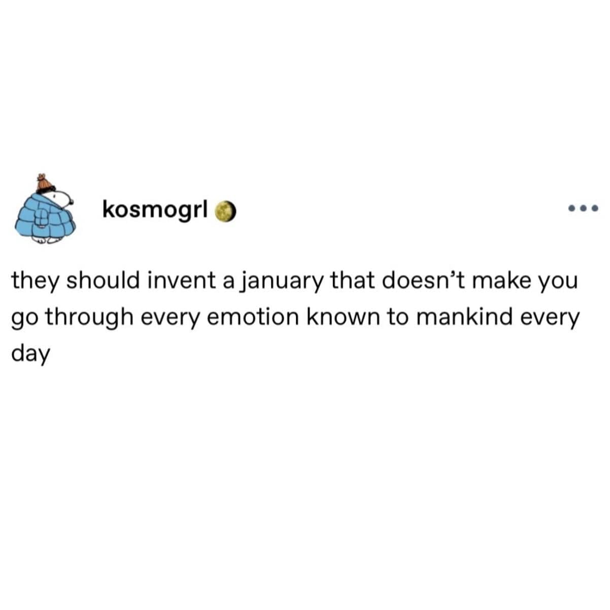 Text post complaining about the emotional rollercoaster of January funny pics