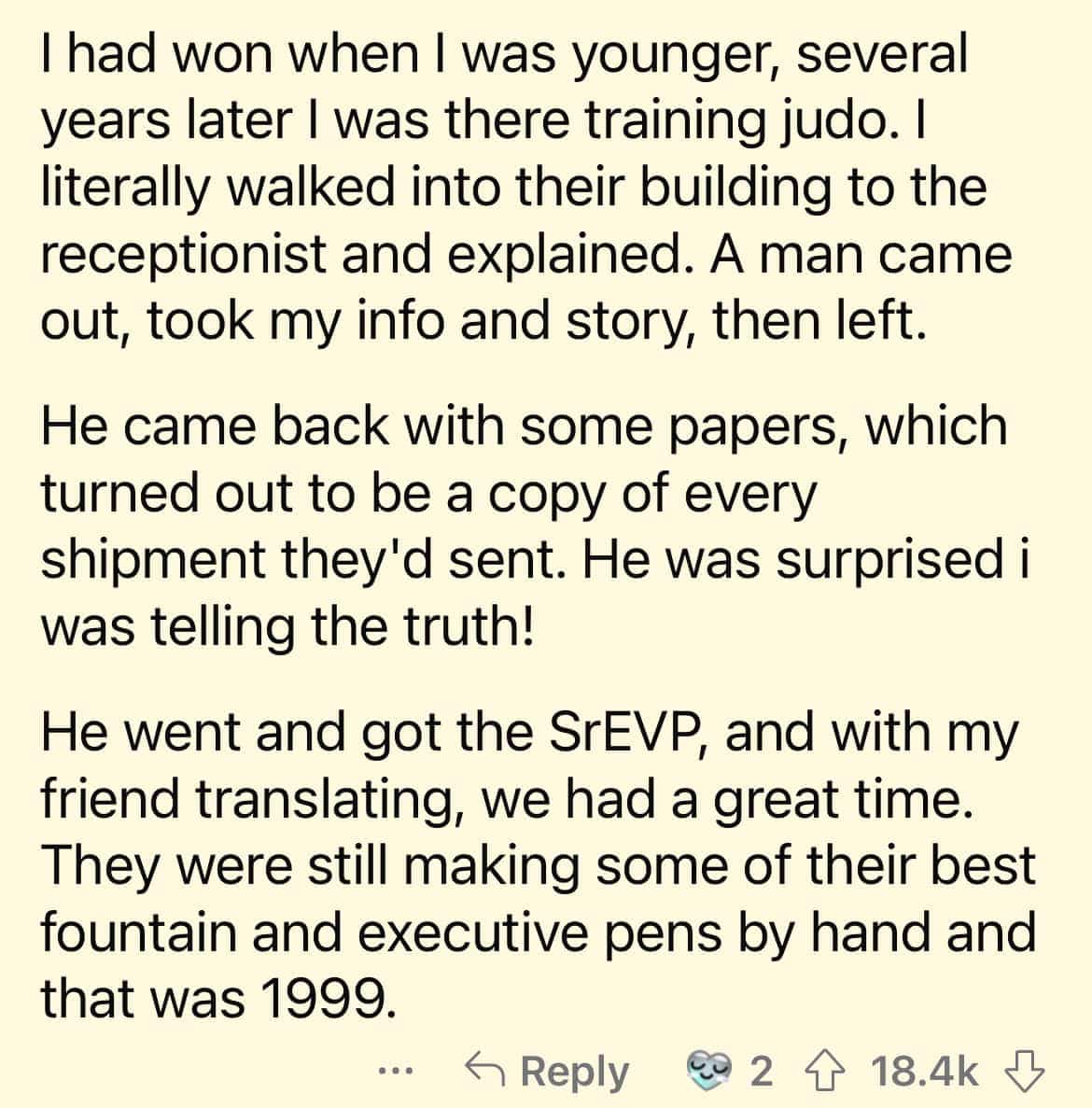 Second part of a story about a man verifying his lifetime pen supply in Japan.