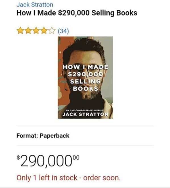 Paperback book titled How I Made 290,000 Dollars Selling Books listed for that exact price.