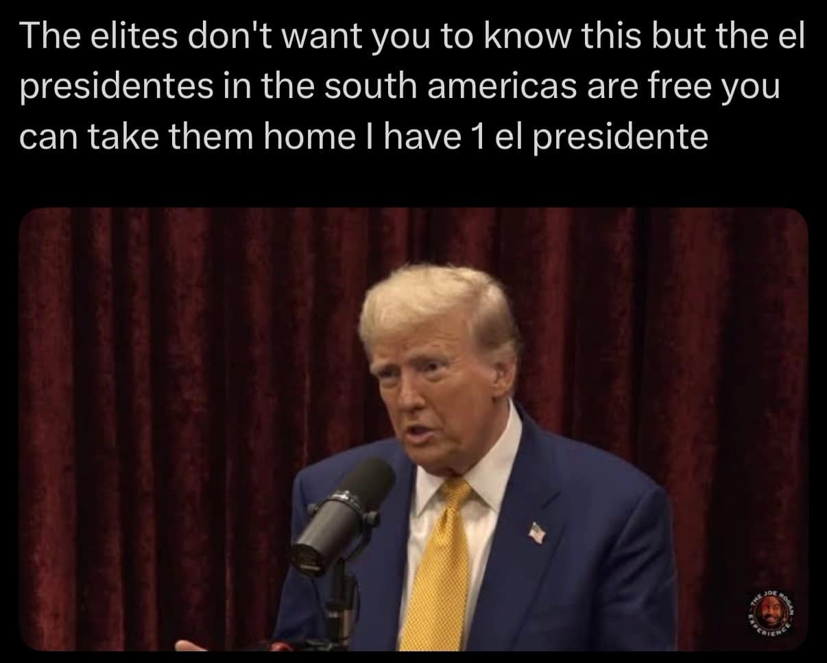 A meme dump image parodying the free ducks copypasta using Donald Trump talking about El Presidentes.