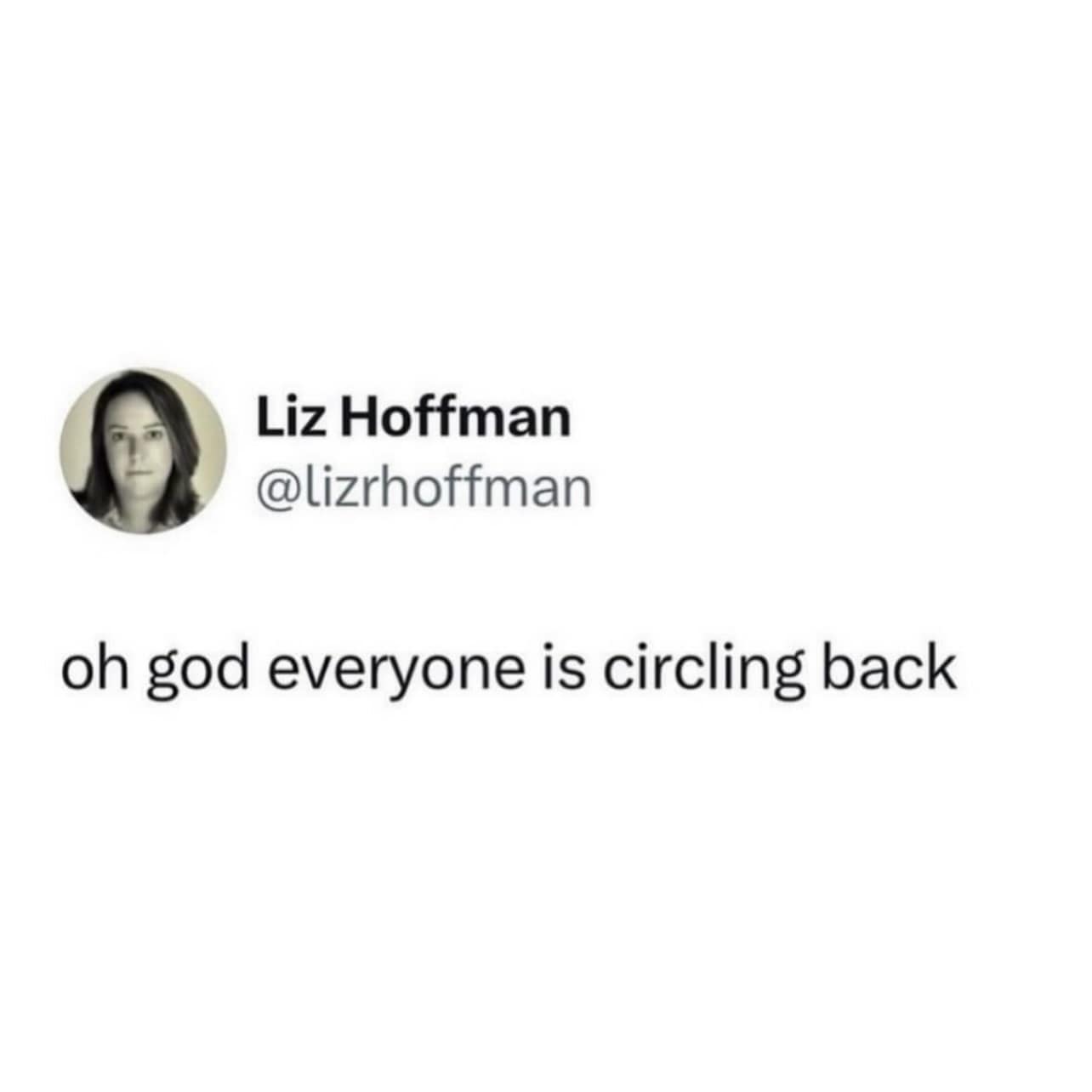 A funny meme tweet expressing dread about corporate emails circling back after the holidays.