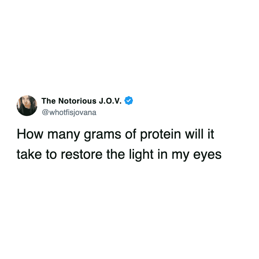 Tweet asking how many grams of protein are needed to cure depression.