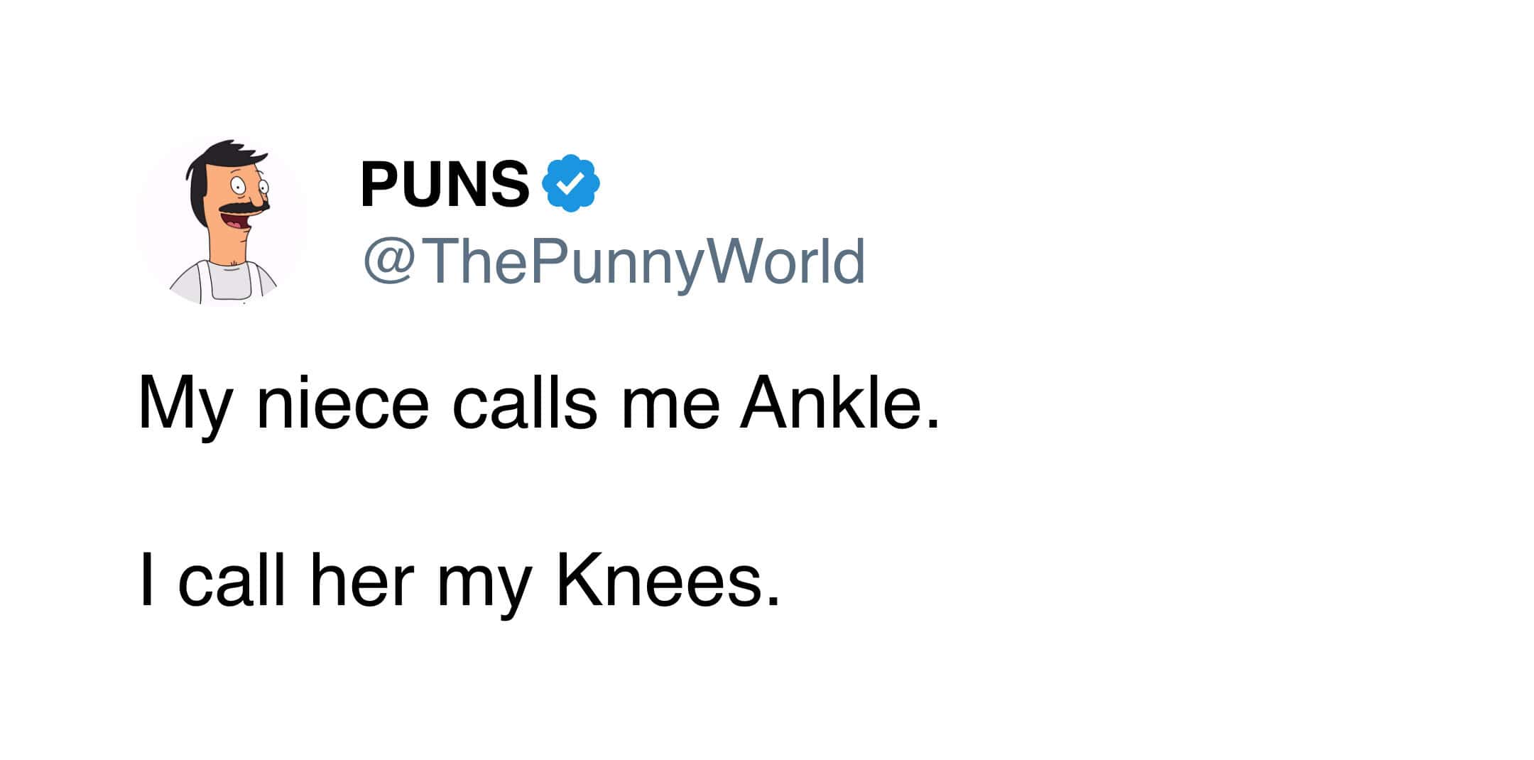 A punny meme tweet about a niece calling someone "Ankle" and being called "Knees" in return.