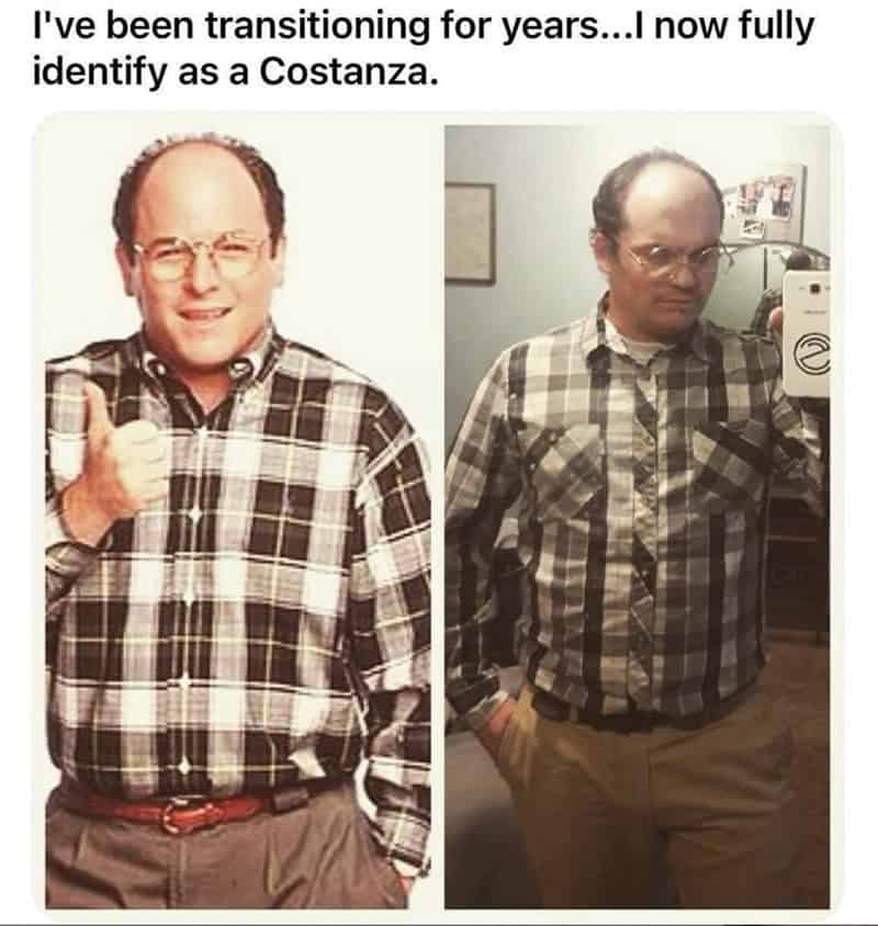 Man wearing same plaid shirt and glasses as George Costanza.