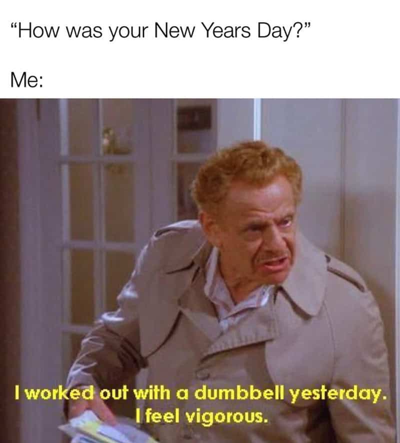Frank Costanza yelling about working out with a dumbbell.