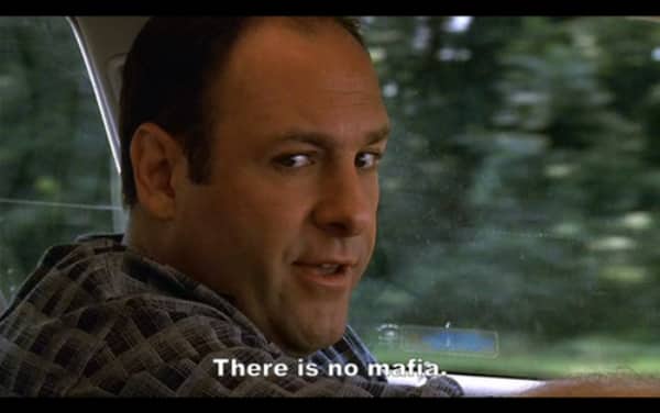 Tony Soprano looking back in car claiming there is no mafia famous Sopranos quotes