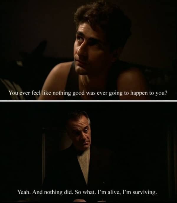 Christopher Moltisanti and Paulie Walnuts discussing depression and survival dark Sopranos quotes