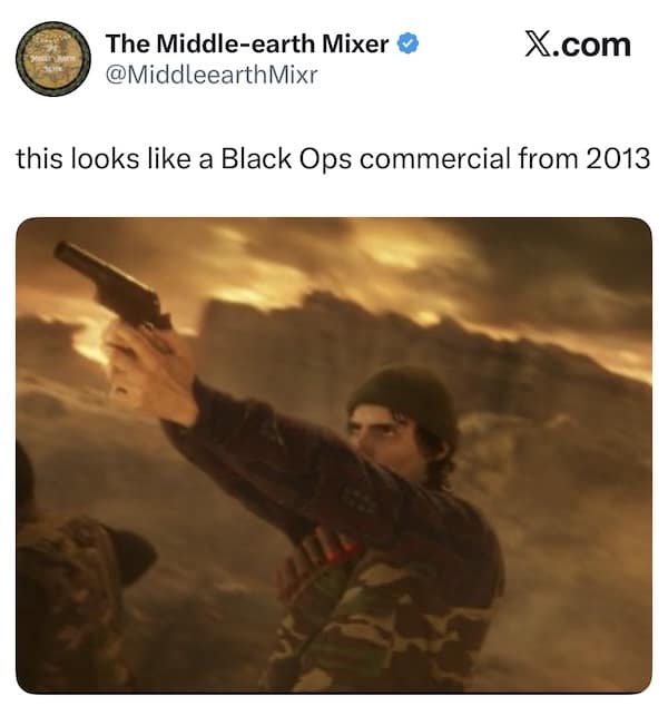 Tweet comparing a Stranger Things finale screenshot to a 2013 Black Ops commercial.