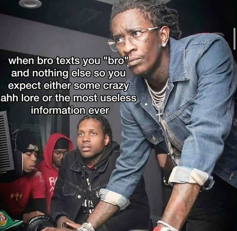 Young Thug and Lil Durk looking at a screen expecting crazy lore.