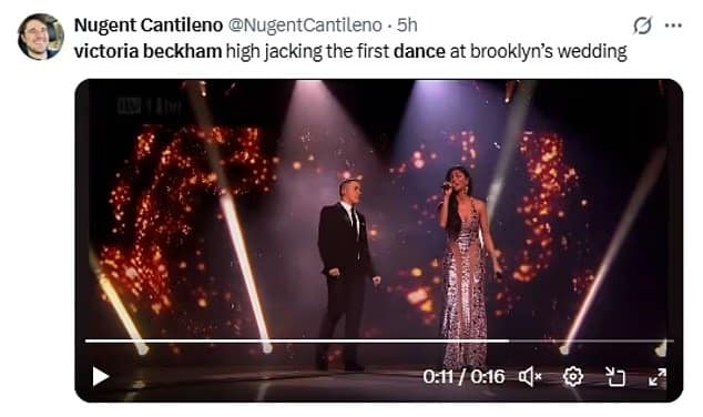 A victoria beckham wedding dance meme using a photo of Nicole Scherzinger singing a duet to represent hijacking the spotlight.