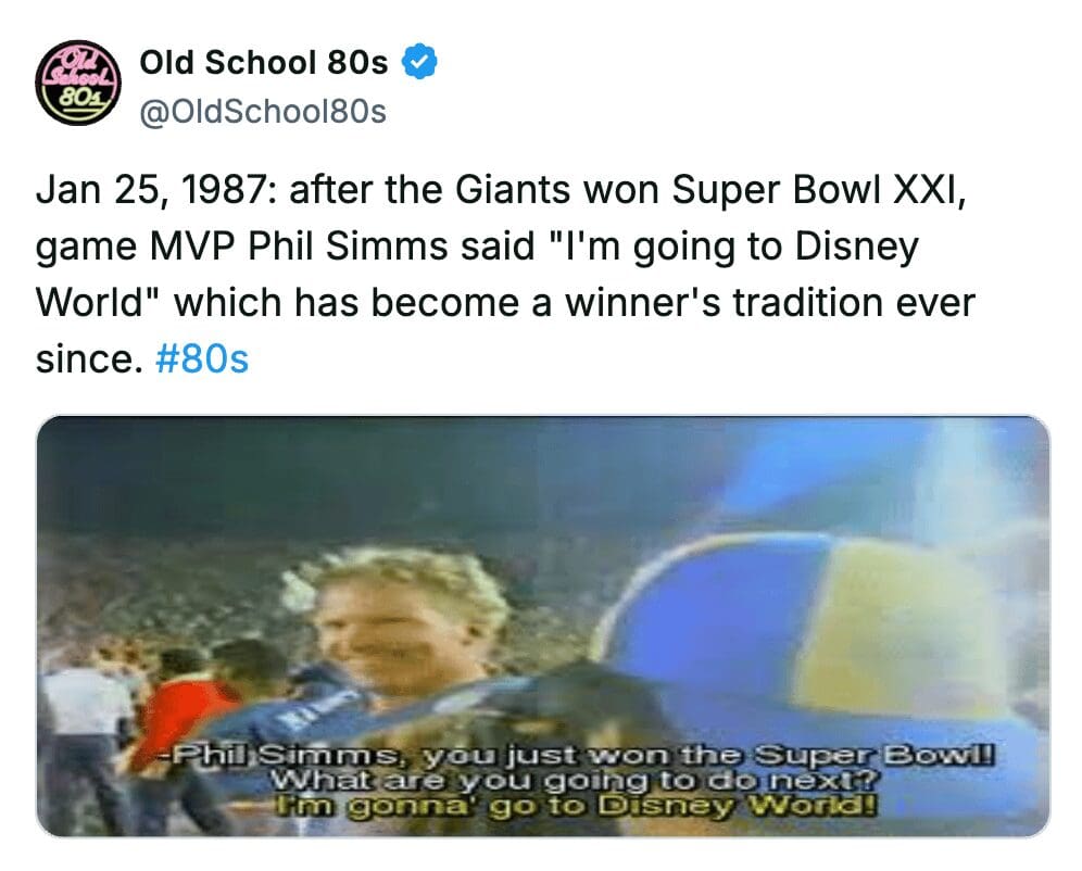 Phil Simms during a post-game interview after winning Super Bowl XXI in 1987.