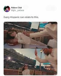 A relatable bad bunny halftime show meme showing a child sleeping at a party versus waking up instantly when the performance starts.