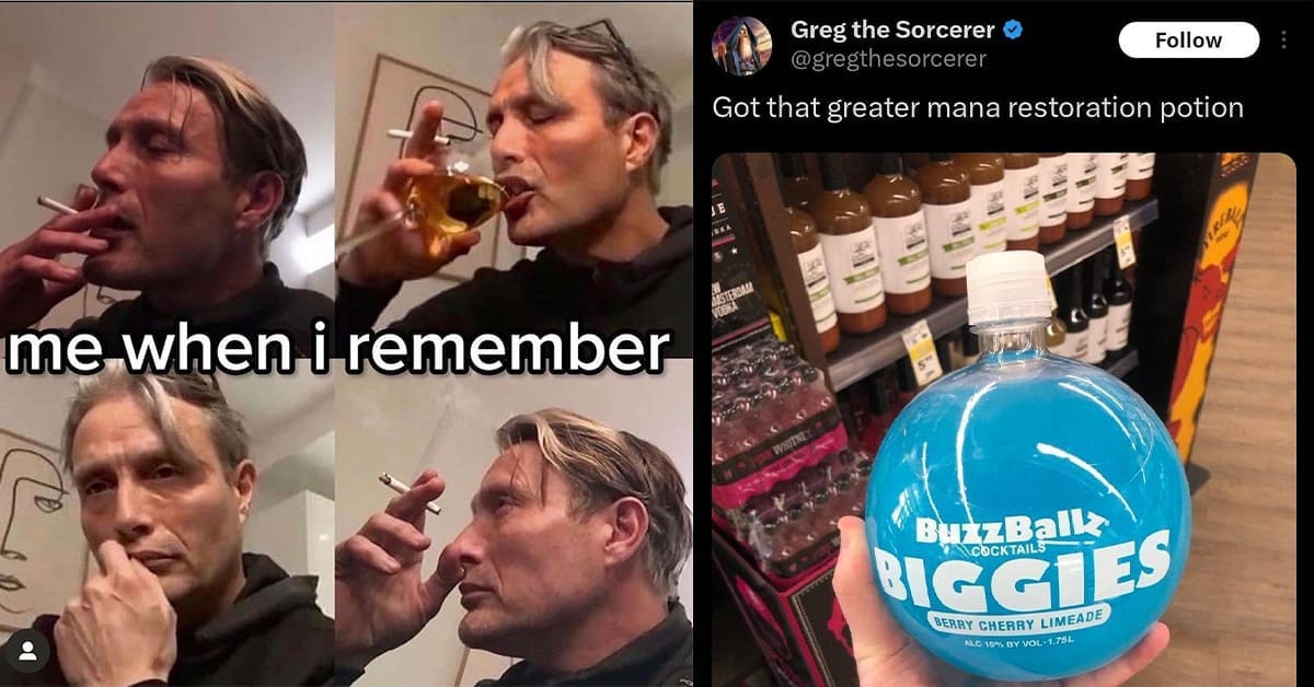 A compilation of the best classic meme entries including a void dog, the IKEA guillotine, and the "mana potion" cocktail.