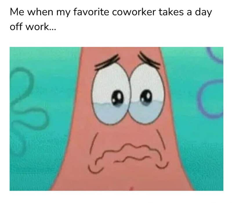 Patrick Star from Spongebob Squarepants looking incredibly sad and teary-eyed.