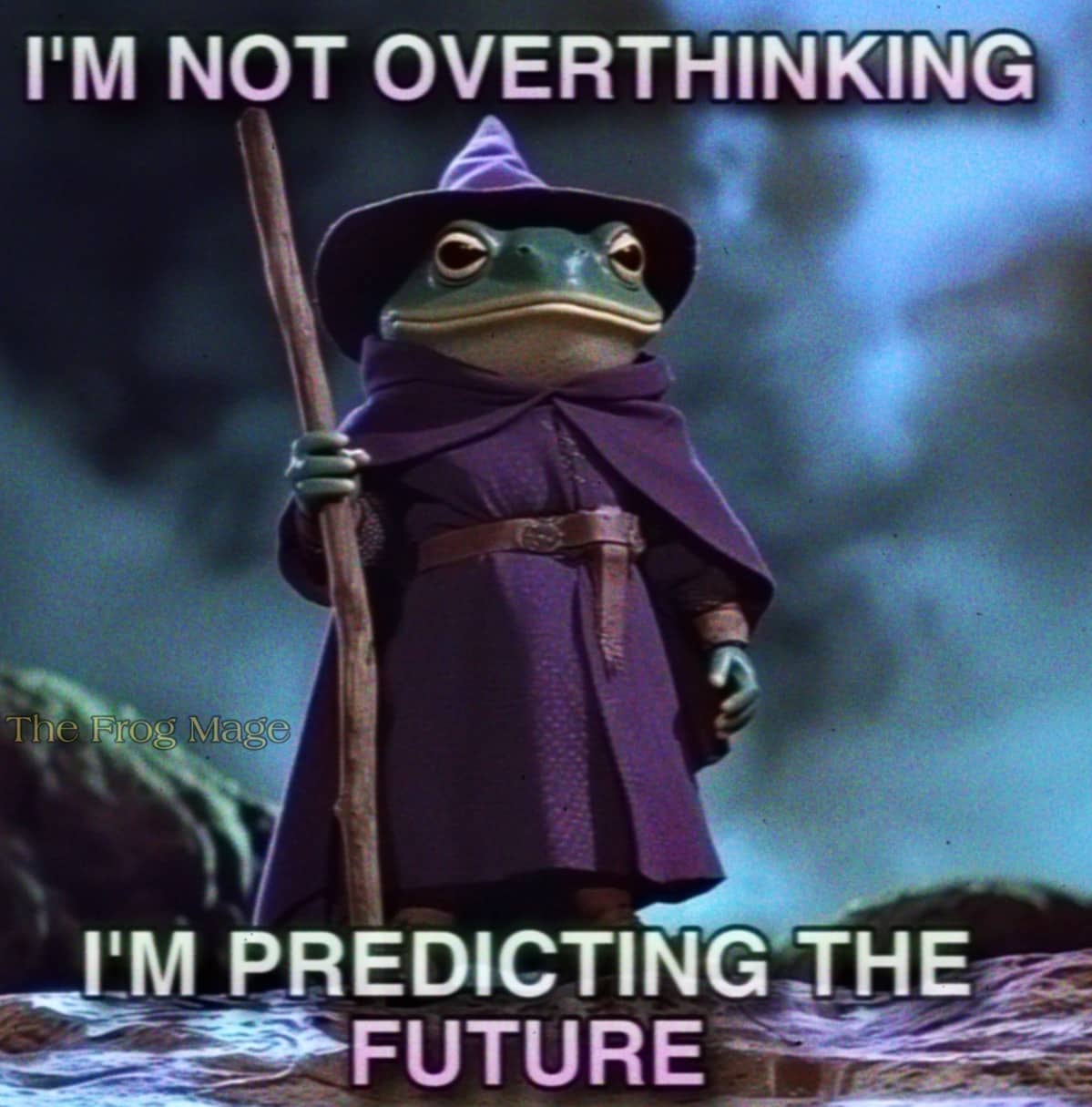 The Frog Mage meme featuring a frog in wizard robes with a quote about predicting the future.