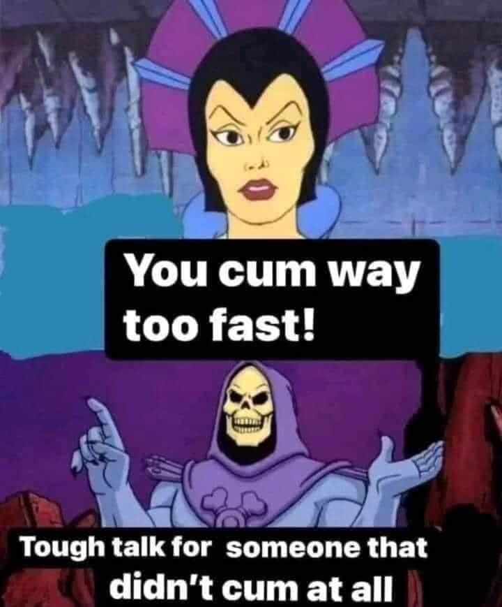 A hilarious meme featuring Skeletor delivering a savage comeback to Evil-Lyn about intimacy issues.