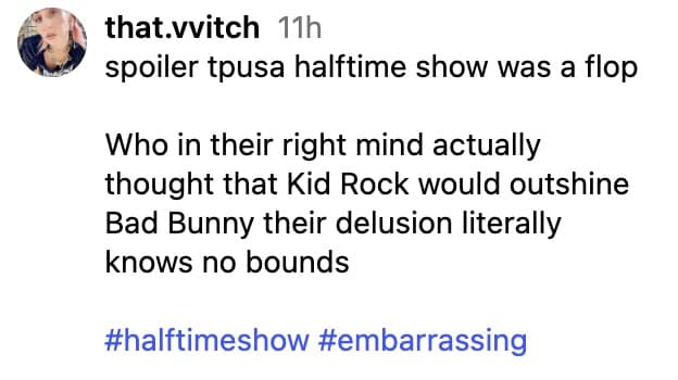 A compilation of the best maga halftime show memes featuring Kid Rock, a box of crackers, and a viewership comparison chart.