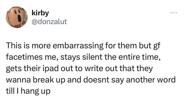 Post about a girlfriend using an iPad to write a breakup message on FaceTime.