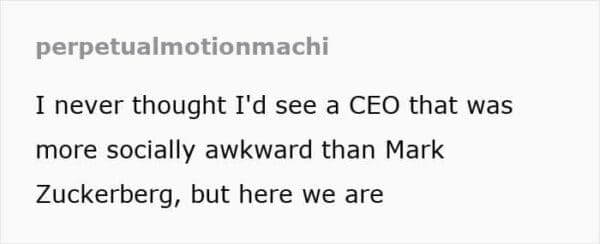 A text-based McDonalds CEO burger meme where a user jokes that they never thought they would see an executive look more socially awkward than Mark Zuckerberg, perfectly capturing the viral reaction.