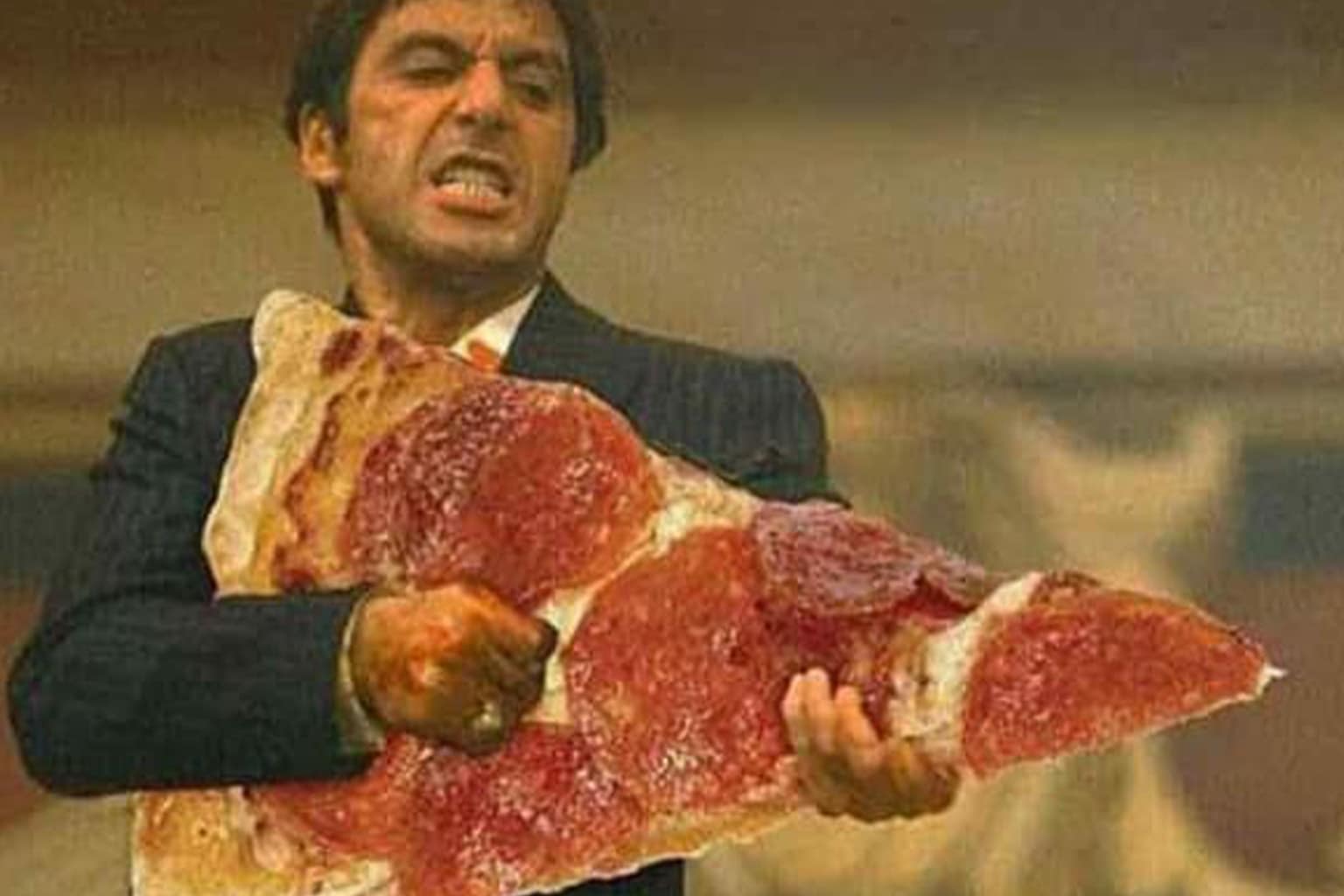 Food memes compilation: A collage featuring a woman aggressively eating a massive mountain of spaghetti, Emperor Palpatine photoshopped as a muscular gym bro named Palprotein, and a Fifty Shades of Grey pleasure room filled entirely with chicken nuggets.