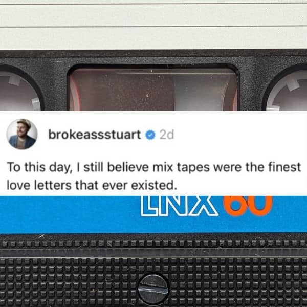 Retro cassette tape with nostalgic quote calling mix tapes finest love letters