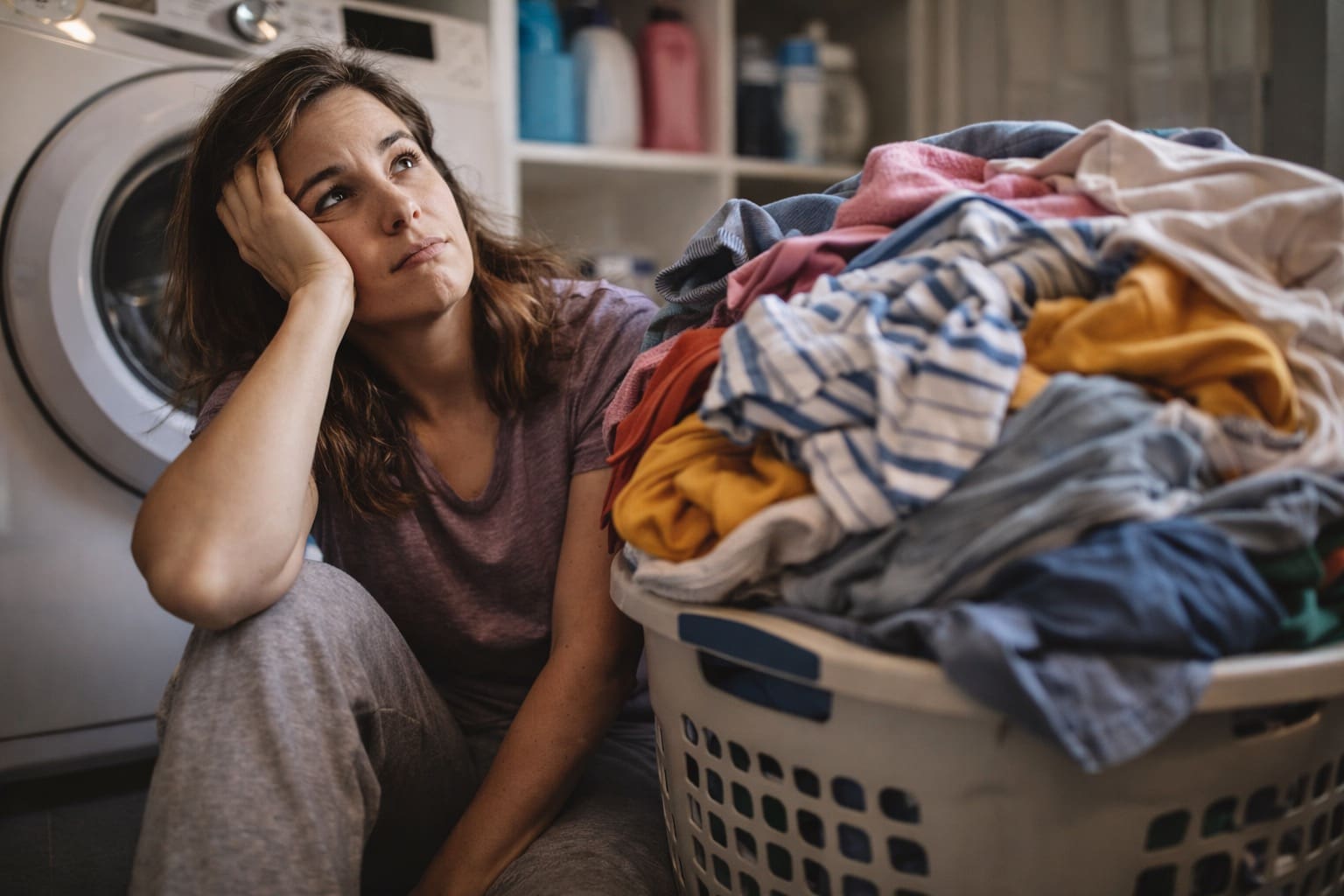 laundry memes compilation: A collage featuring a tweet officially naming "the chair" as a resting place for semi-clean clothes, a wholesome scenario where missing socks march out of the dryer together, and a late-night anxiety search about whether it is legal to wash clothes at night.