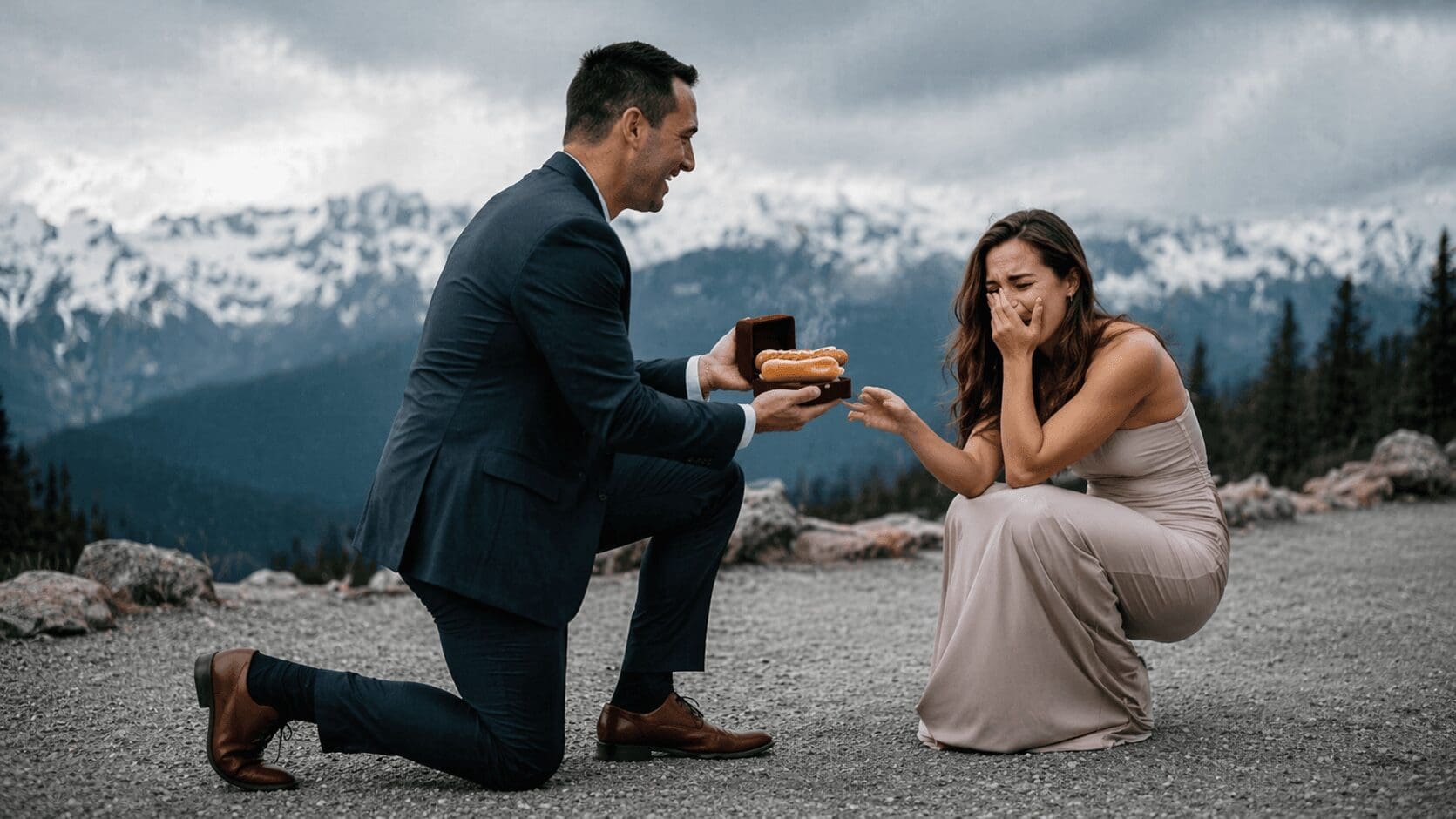 A delicious proposal in the mountains