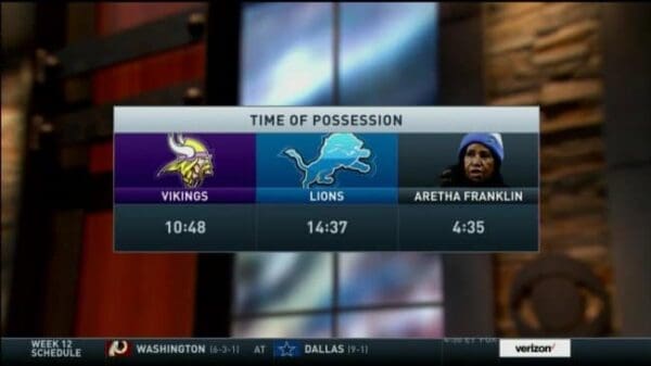 Aretha Franklin shows up in an accidentally funny sports graphic.