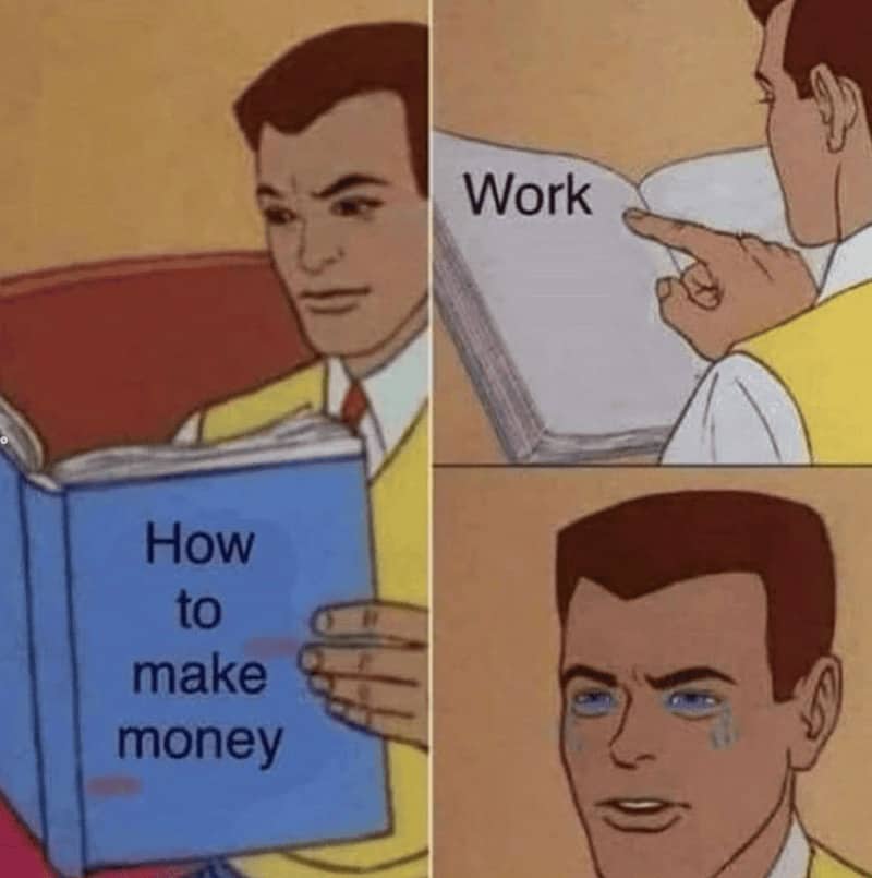 Spider-Man reading how to make money book finding word work inside crying meme