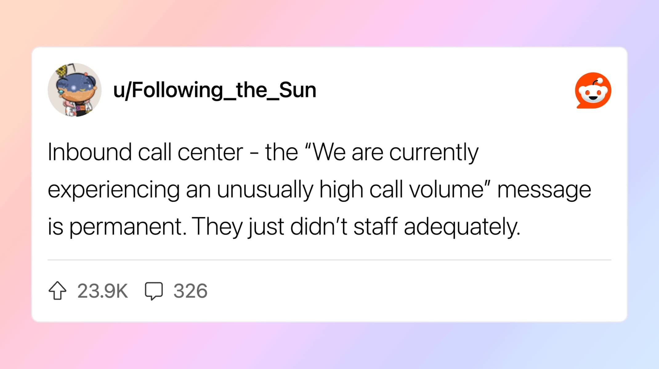 Reddit confession that "unusually high call volume" recording at call centers is permanent not temporary