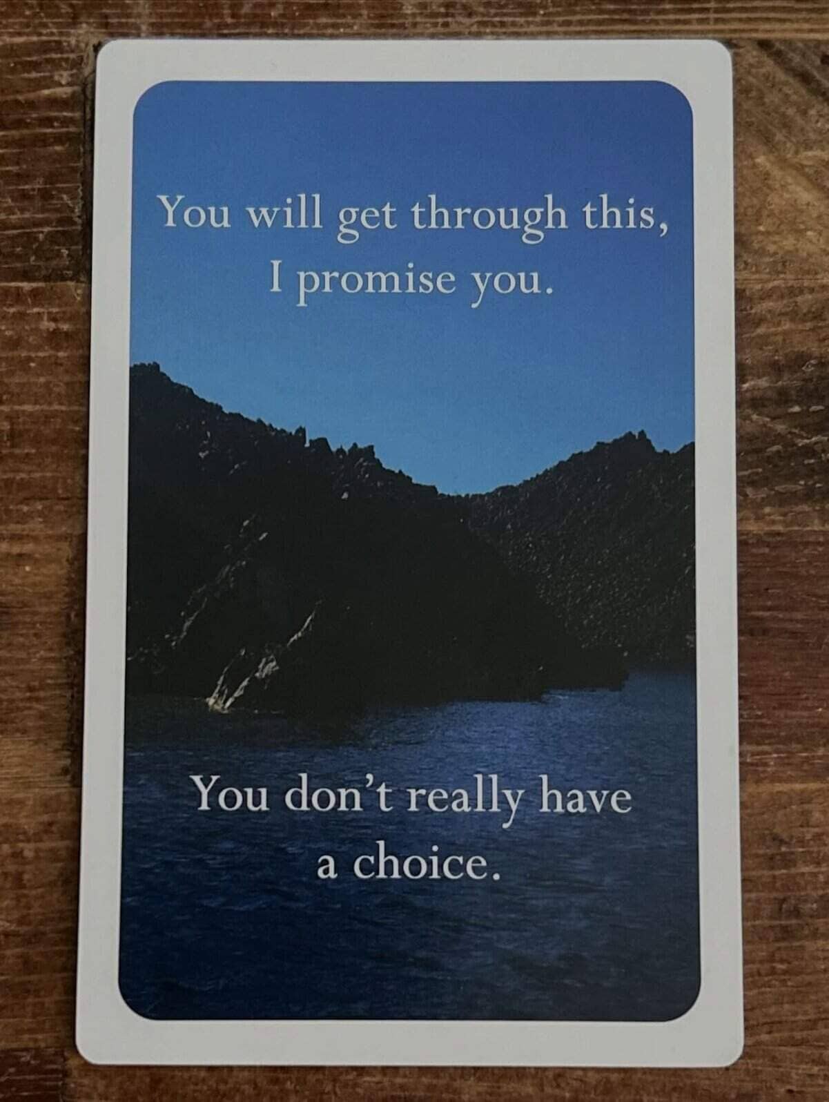 Demotivational quote card promising you'll get through hardship because you don't really have any other choice.