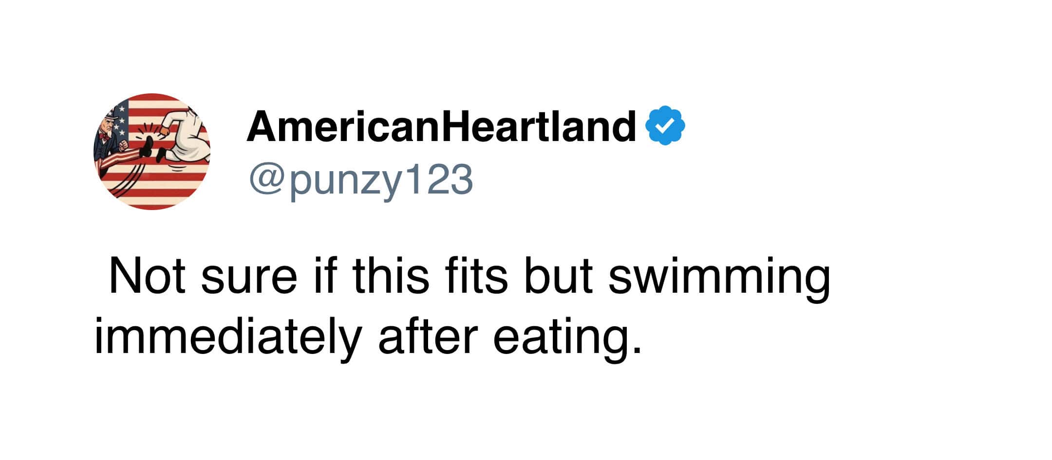 Tweet about fear of swimming immediately after eating as a Gen X childhood irrational concern