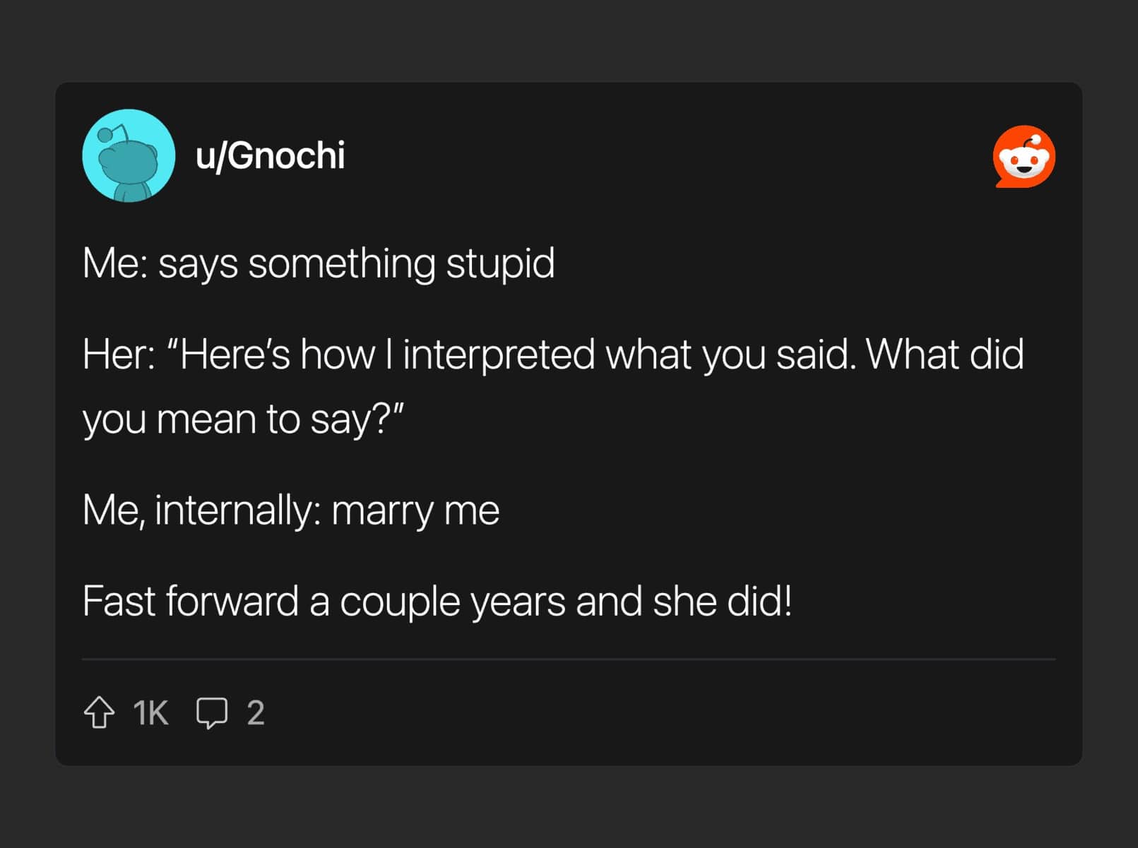 Green flags for women Reddit post about a partner calmly clarifying intent after a dumb comment during arguments