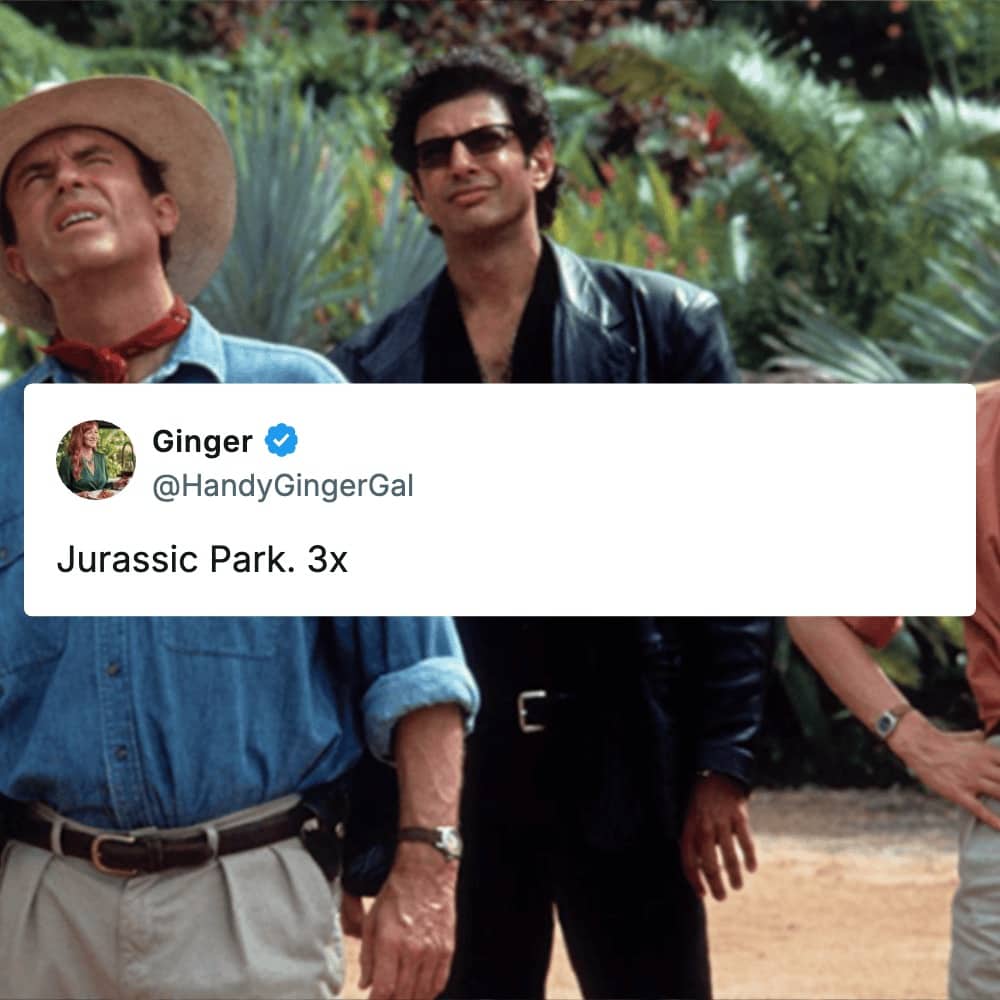 Sam Neill and Jeff Goldblum in Jurassic Park during the iconic park entrance scene.