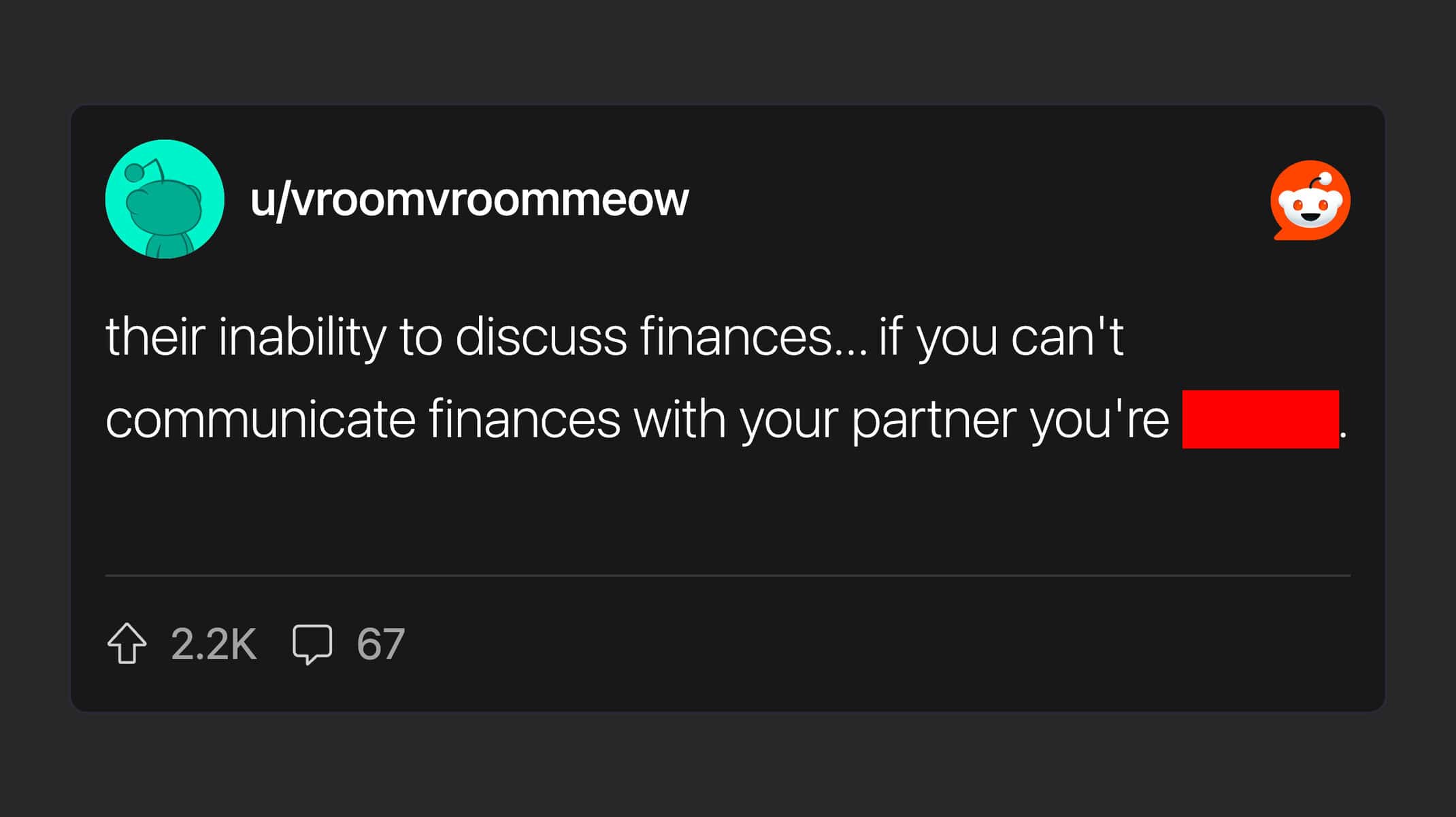 Reddit comment identifies badmouthing partner to others as sign relationship is failing