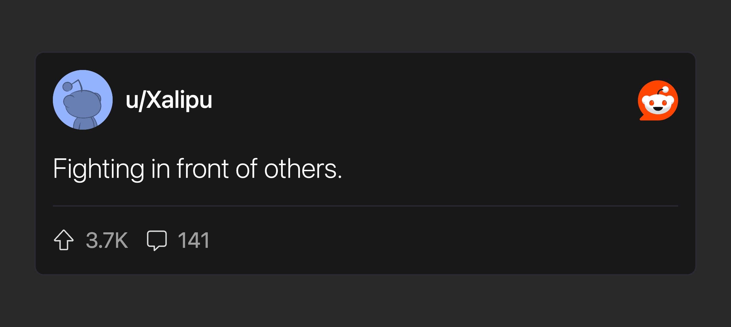 Brief Reddit comment stating fighting in front of others is a relationship red flag