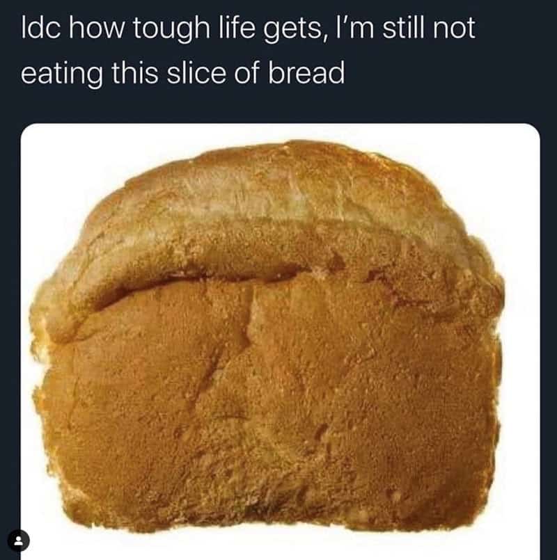 Funny meme vowing never to eat the dreaded end slice of a loaf of bread