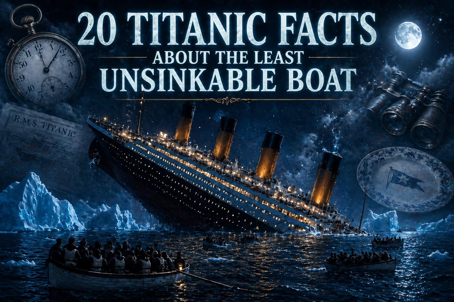 A comprehensive gallery of the Titanic facts and lore, showcasing the ship’s 3,000-year-old iceberg nemesis, the tragic irony of lifeboats launched at half-capacity, and the secret Cold War mission involving nuclear submarines that led to the discovery of the wreck.