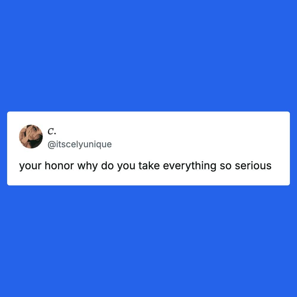 Post by itscelyunique asking your honor why do you take everything so serious in court.