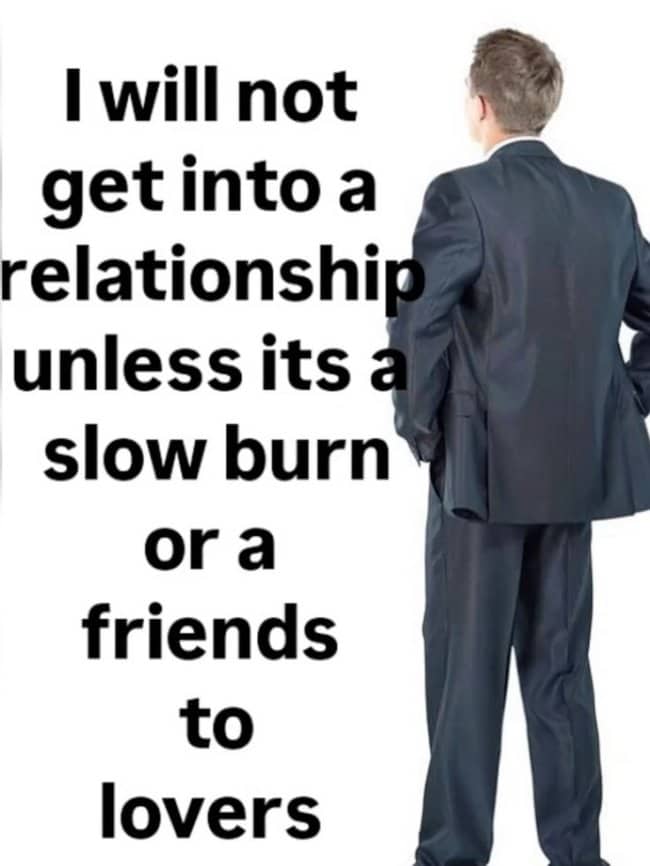A meme with a man from behind and relationship-based text.