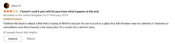 Amazon review 3 stars, book review, hadn't read, Tasmanian dentist.
