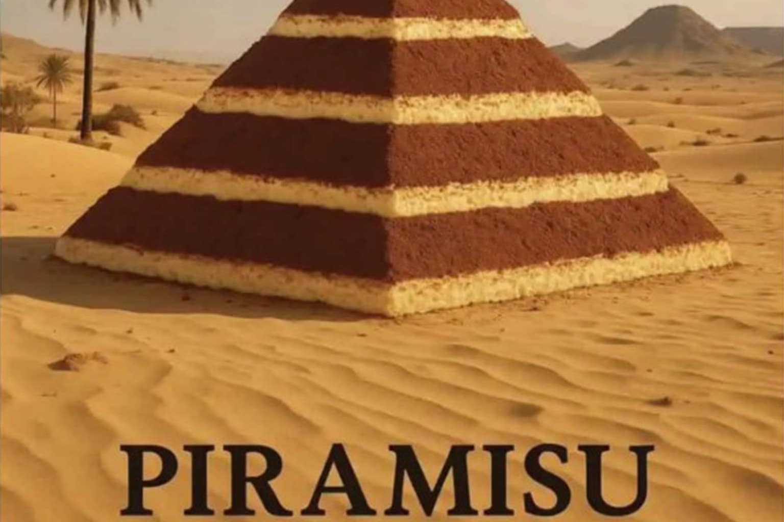 A definitive food memes collection capturing modern culinary struggles, anchored by a gourmet "Piramisu" pastry structure in the Egyptian desert, a fully cooked grocery store rotisserie chicken strapped safely into a passenger car seat, and a tragic cheeseburger tightly stacked inside a plastic meal prep container.