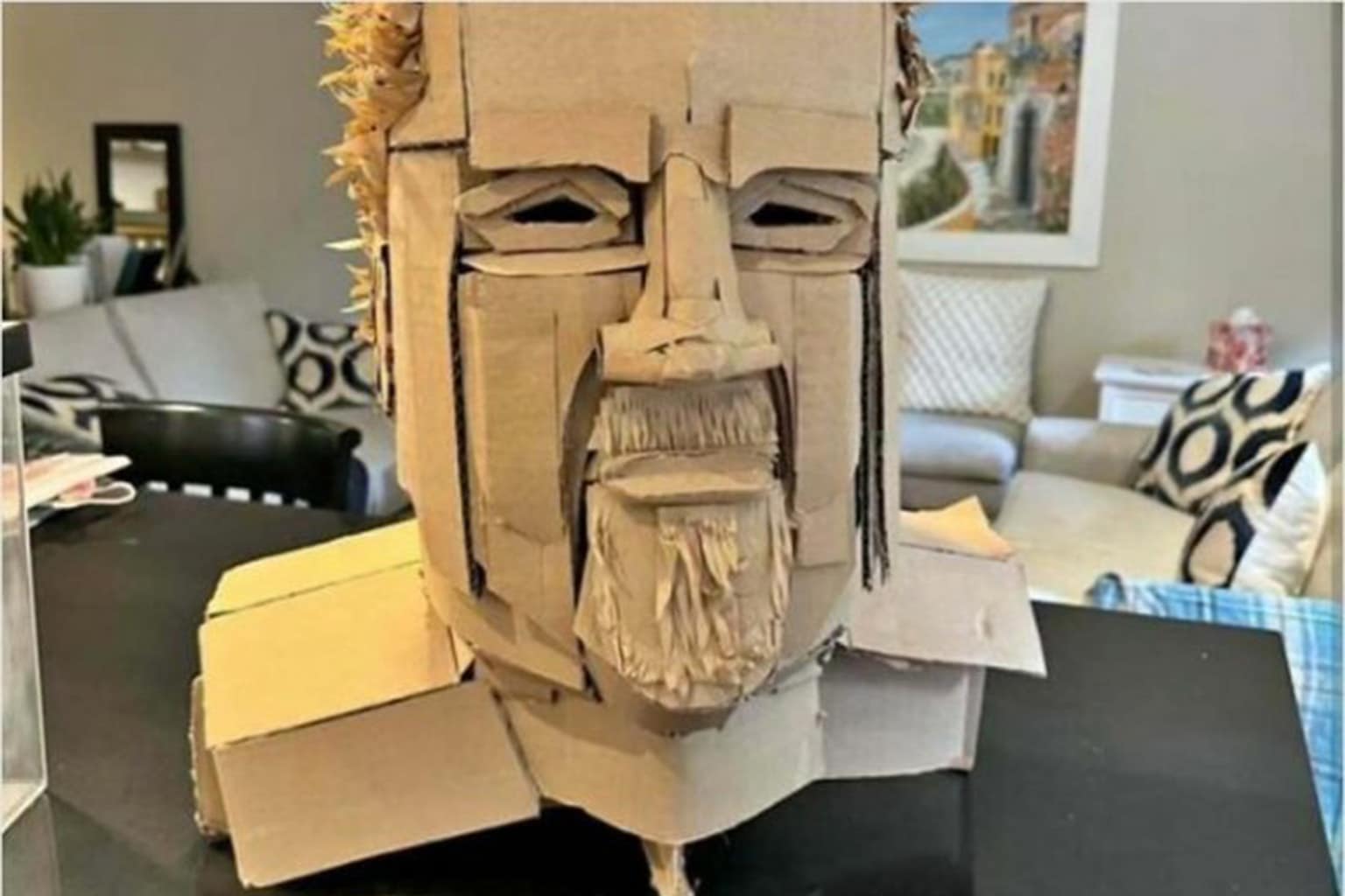 A curated gallery of the internet's most chaotic funny Facebook marketplace ads listings, highlighted by a plastic Michelangelo’s David light switch cover, a grainy photo of an older man standing inside a hollowed-out winter tree trunk to sell firewood, and a gentleman proudly modeling a wearable plush Mrs. Potts teapot costume.