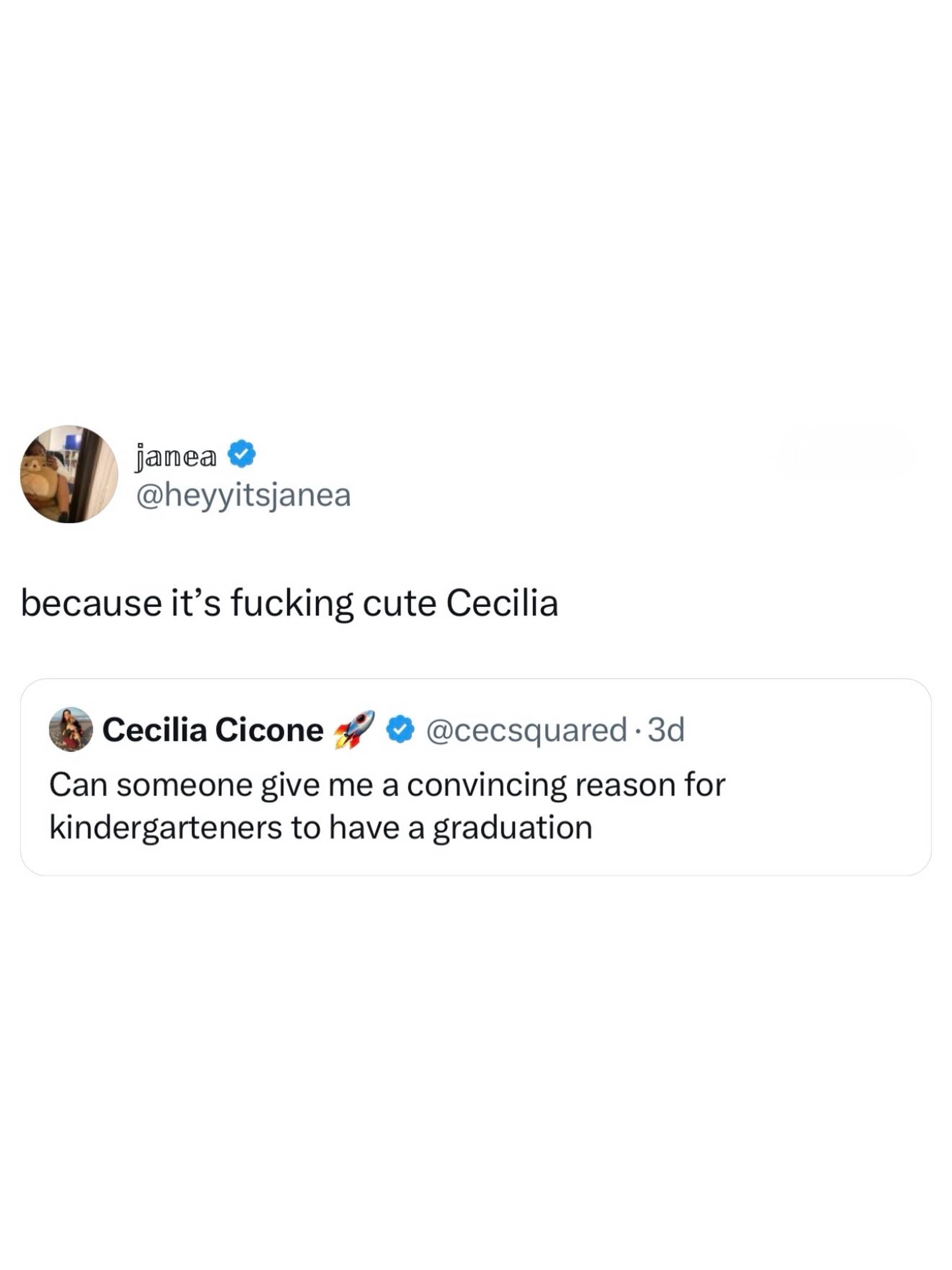 A Twitter screenshot debating the necessity of holding a graduation ceremony for kindergarten children.