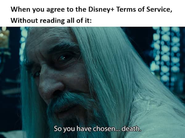 Saruman from Lord of the Rings looking menacing with custom streaming service text.