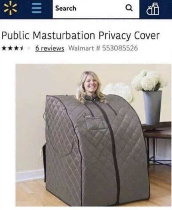 Cursed image of a Walmart product listing for a portable sauna with a ridiculous title.