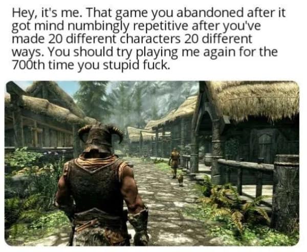 A minimalist comic gaming meme about the simple joy of RPGs: a character explains their favorite part of the game is "When the number goes up," because "The number went up."