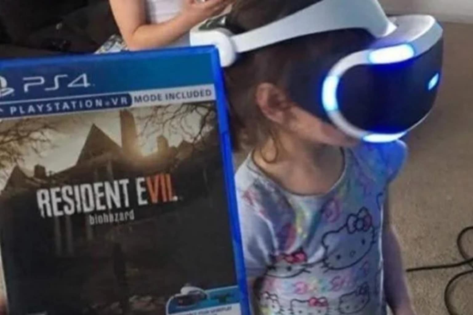 Gaming meme gallery featuring the high-stakes choice between the PS1 and N64 in 1996, a golden trash bag representing the MVP of a losing team, and a parent pranking a child by putting them into Resident Evil 7 VR.