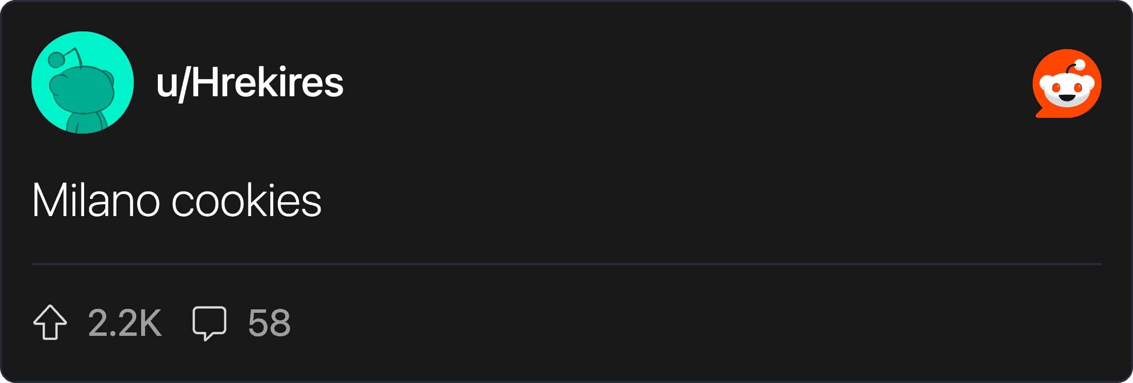 Short Reddit comment stating Milano cookies were considered a sign of wealth.